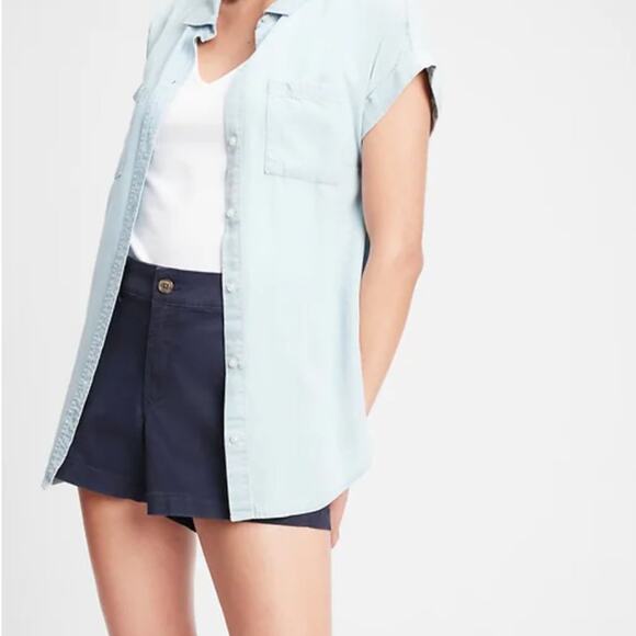 GAP Factory Navy Blue 3'' Mid Rise Khaki Shorts with Washwell - Picture 6 of 12